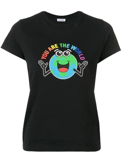 Shop Balenciaga You Are The World T-shirt In Black