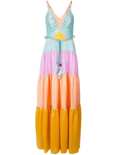 Shop Peter Pilotto Tiered Gown In Multicolour