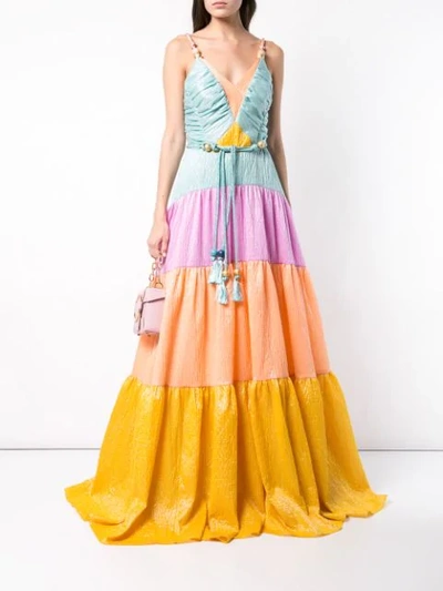Shop Peter Pilotto Tiered Gown In Multicolour