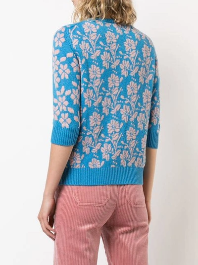 Shop Barrie New Delft Cashmere Cardigan In Blue ,neutral