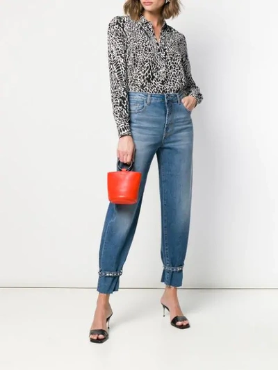 Shop Pinko Ankle Strap Tapered Jeans In Blue