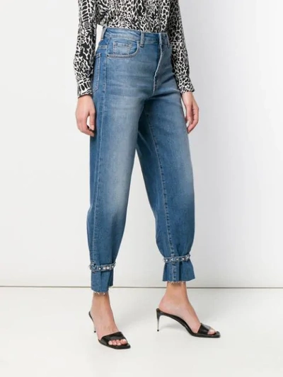 Shop Pinko Ankle Strap Tapered Jeans In Blue