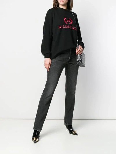 BALENCIAGA LOGO EMBROIDERED JUMPER - 黑色