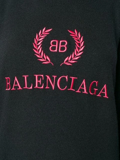 Shop Balenciaga Logo Embroidered Jumper In Black