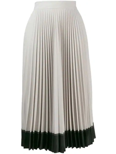 Shop Givenchy Contrast Hem Pleated Skirt In Grey