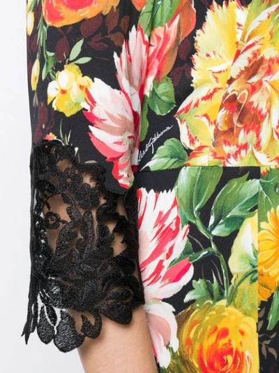 Shop Dolce & Gabbana Floral Midi Dress In Black