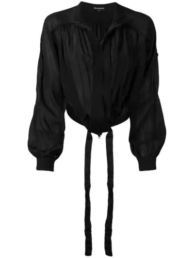 Shop Ann Demeulemeester Cropped Zipped Jacket In Black