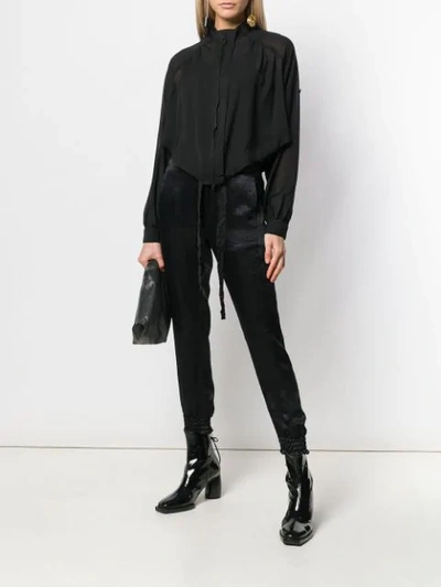 Shop Ann Demeulemeester Cropped Zipped Jacket In Black