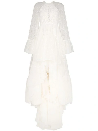 Shop Giambattista Valli Asymmetric Lace Gown In White