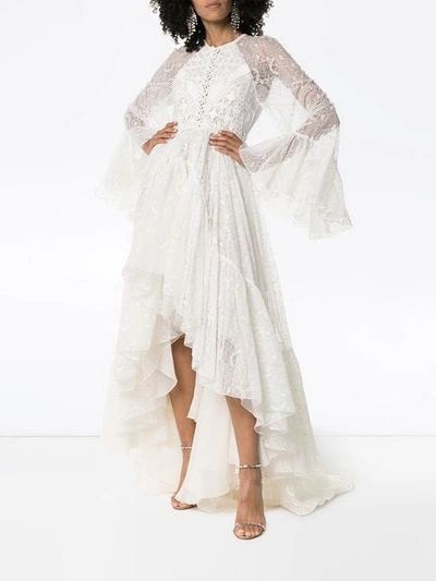 Shop Giambattista Valli Asymmetric Lace Gown In White