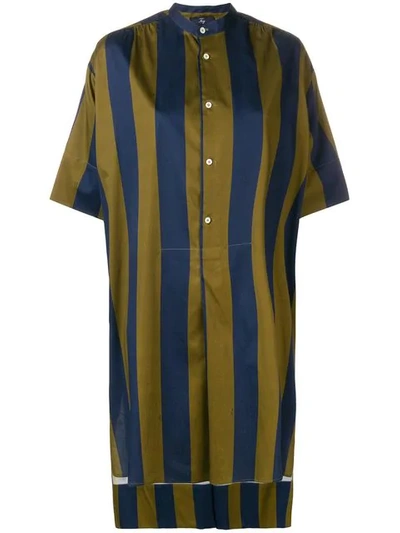 Shop Fay Striped Shirt Dress In Blue