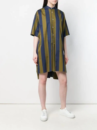 Shop Fay Striped Shirt Dress In Blue