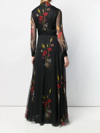 VALENTINO FLORAL PRINT MAXI DRESS - 黑色