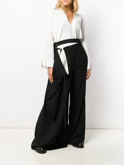 Shop Ann Demeulemeester Buckle Detail Trousers In Black