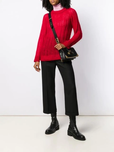 Shop Prada Ribbed Knit Sweater In Red