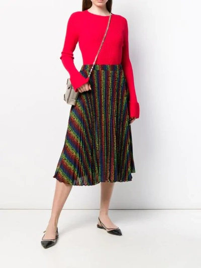 Shop Michael Michael Kors Rainbow Pleated Skirt In Black