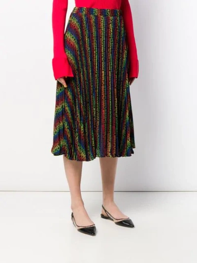 Shop Michael Michael Kors Rainbow Pleated Skirt In Black