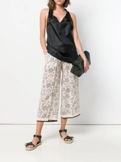 Shop Alysi Small Floral Print Trousers - Neutrals