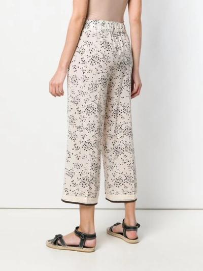 Shop Alysi Small Floral Print Trousers - Neutrals