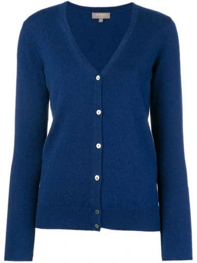 Shop N•peal V Neck Knitted Cardigan In Blue