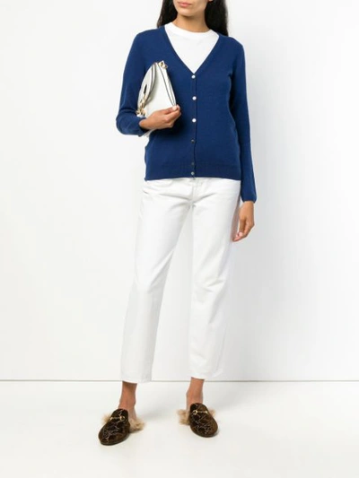 Shop N•peal V Neck Knitted Cardigan In Blue