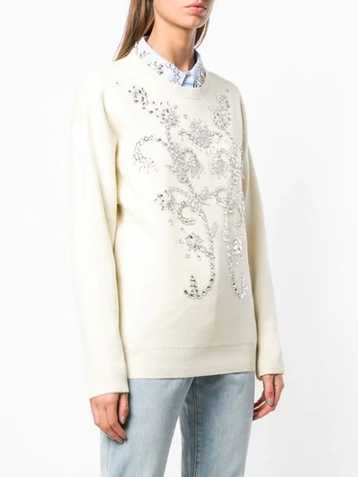 Shop Paco Rabanne Crystal Embellished Jumper In White