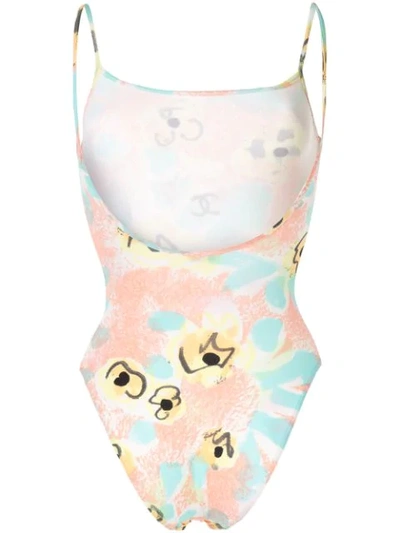 Pre-owned Chanel Flower Cc Sleeveless Swimsuit In Pink