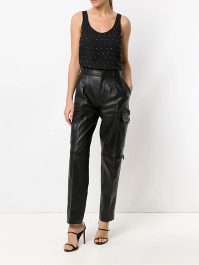 Shop Reinaldo Lourenço Leather Skinny Trousers - Black