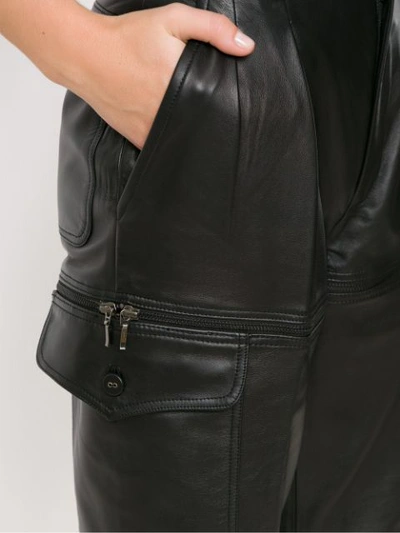 Shop Reinaldo Lourenço Leather Skinny Trousers - Black