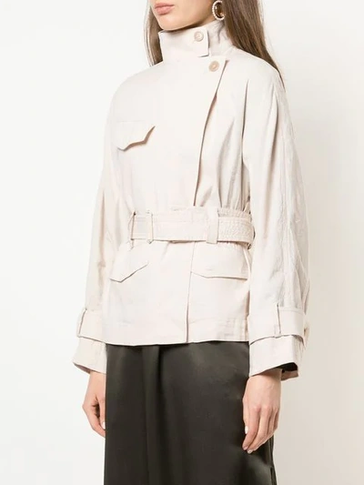 Shop Vince Short Belted Trench Coat In Neutrals