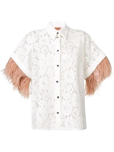 Shop N°21 Appliqué Floral Lace Shirt In White