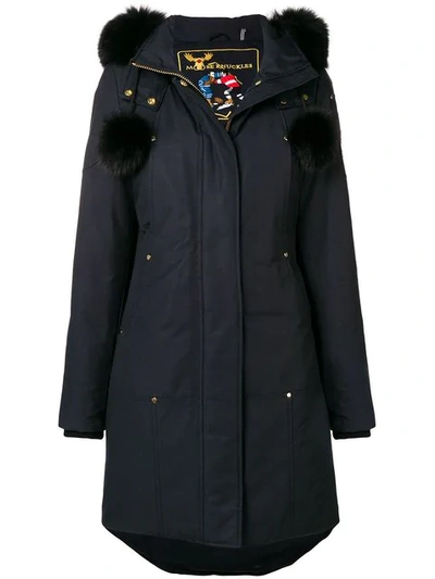 Shop Moose Knuckles Double Breasted Padded Coat In Blue