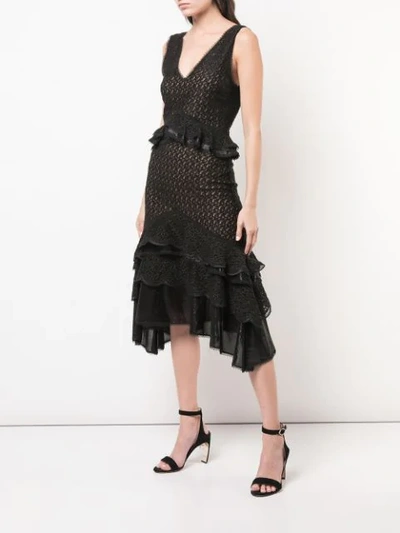 Shop Jonathan Simkhai Knitted Ruffle Tiered Dress In Black