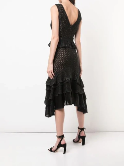 Shop Jonathan Simkhai Knitted Ruffle Tiered Dress In Black