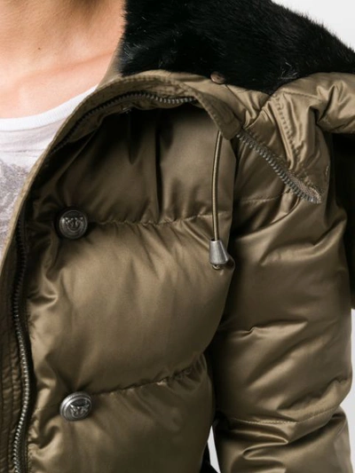 Shop Pinko Belted Padded Jacket In Brown
