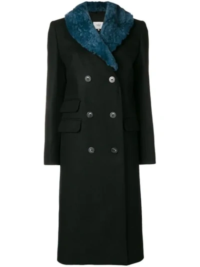 Shop Maison Père Blue Collar Fur Coat - Black