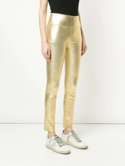 Shop Sprwmn Skinny Trousers In Gold