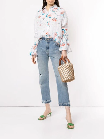Shop All Things Mochi Floral Print Shirt In White