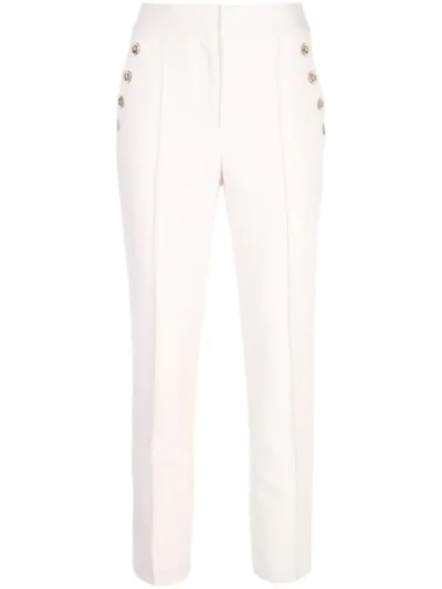 Shop Veronica Beard Button Embellished Trousers In White