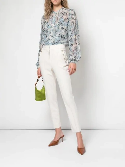 Shop Veronica Beard Button Embellished Trousers In White