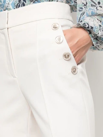 Shop Veronica Beard Button Embellished Trousers In White