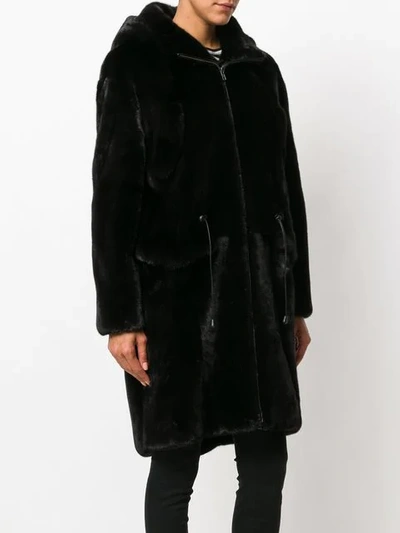Shop Liska Hooded Drawstring Coat In Black