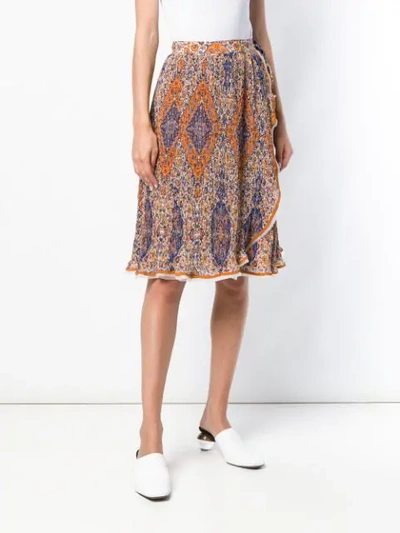 Shop Tory Burch Floral Wrap Skirt In Yellow