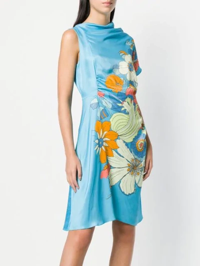Shop Peter Pilotto Floral Design Shift Dress In Blue