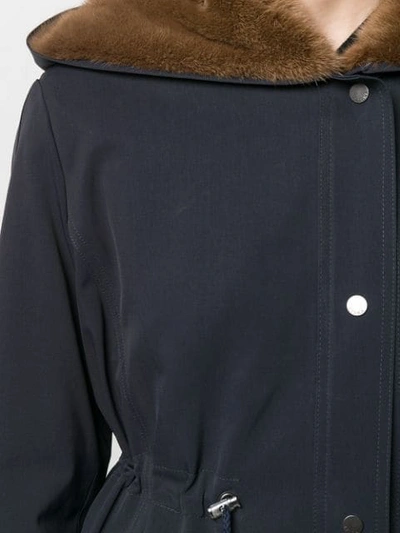 Shop Liska Hooded Zip-up Coat In Blue