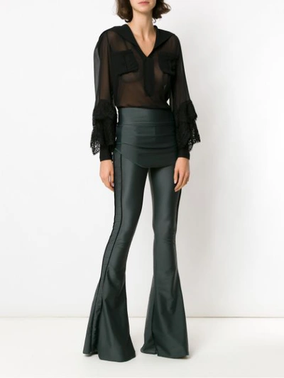 Shop Andrea Bogosian Panelled Flared Pants In Green