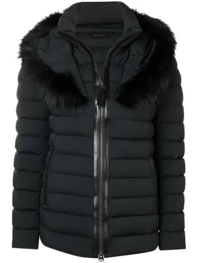 Shop Mackage Fox Fur Hooded Padded Coat - Black