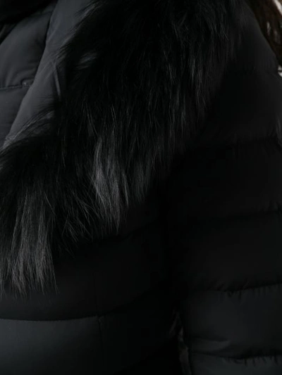 Shop Mackage Fox Fur Hooded Padded Coat - Black