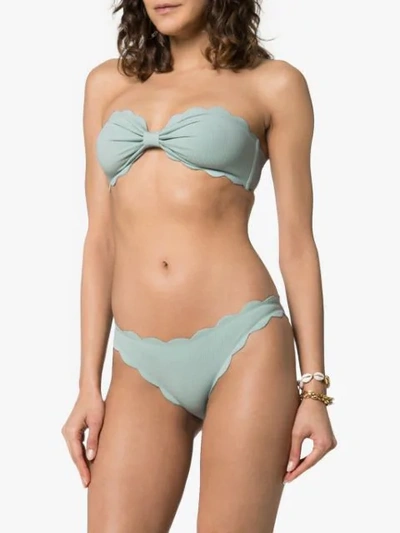 Shop Marysia Antibes Strapless Scalloped Bikini Set In Blue