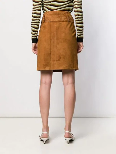 Shop Prada Belted High Waist Skirt In F0050 Nocciola